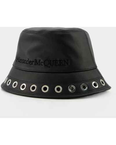 Alexander McQueen Leather Eyelet Hat - - Black - Leather