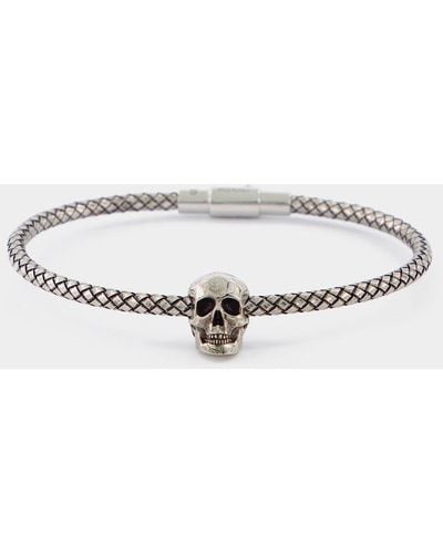 Alexander McQueen Cord Metallic Skull Bracelet
