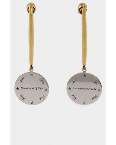 Alexander McQueen Brass Medal Earrings - Metallic