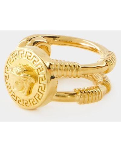 Versace Medusa Safety Pin Ring - Metallic