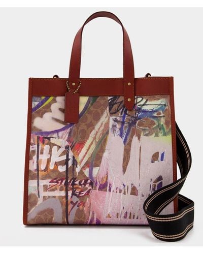 COACH X Mint And Serf Coated Canvas Signature Print Field Tote - Pink