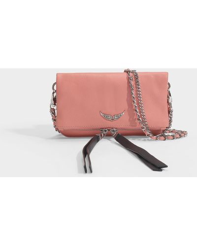 Zadig & Voltaire Rock Nano Crush Metal Bag In Pink Leather