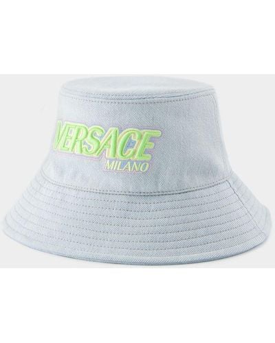 Versace Embroidered Logo Bucket Hat - Blue