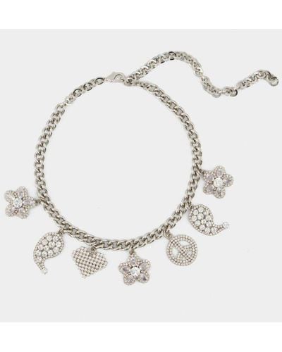 Alessandra Rich Crystal Charms Necklace - White