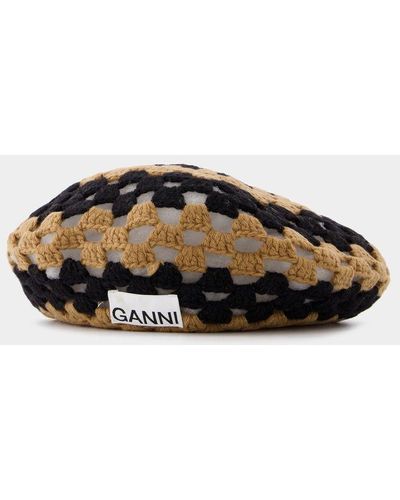 Ganni Crochet Beanie Hat - Brown
