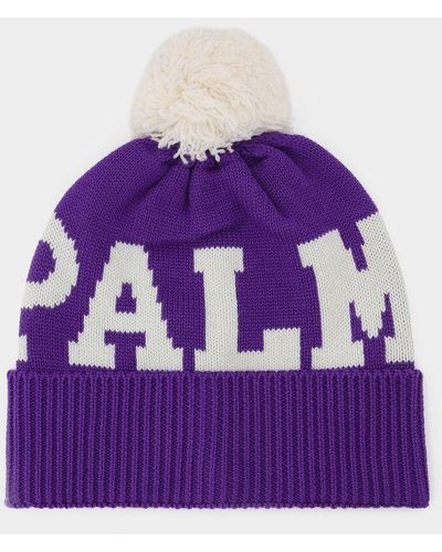 Palm Angels Logo Pompon Beanie - Purple