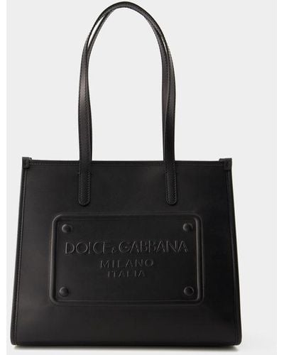 Dolce & Gabbana Embossed Plaque Tote Bag - Black