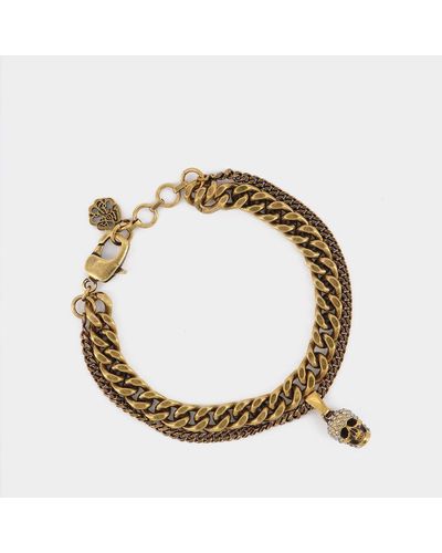 Alexander McQueen Pave Double Chain Necklace - Metallic