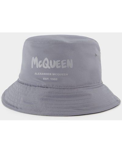 Alexander McQueen Tonal Graffiti Bucket Hat - Gray
