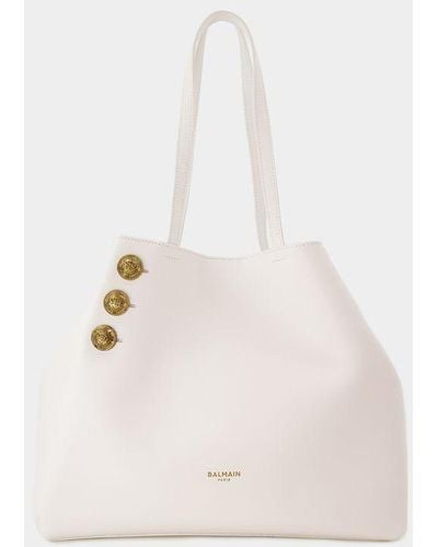 Balmain Embleme Shopper Bag - White