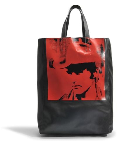 CALVIN KLEIN 205W39NYC Dennis Hopper By Andy Warhol Soft Tote Bag In Black, Pink And Red Lamb Leather - Multicolor
