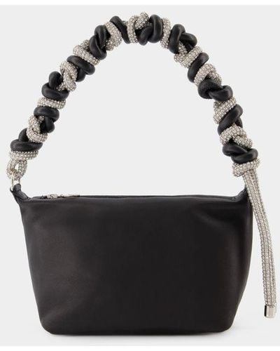 Kara Crystal Phone Cord Hobo Bag - Black