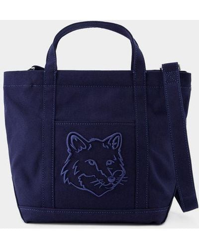 Maison Kitsuné Fox Head Small Shopper Bag - Blue