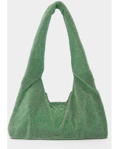 Kara Crystal Mesh Armpit Bag - Green
