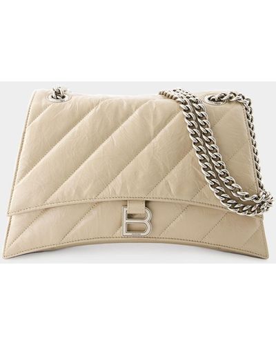 Balenciaga Crush Chain Hobo Bag - - Leather - Taupe - Natural