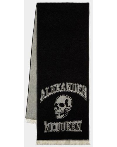 Alexander McQueen Varsity Logo Skul Scarf - - Wool - Black/ivory