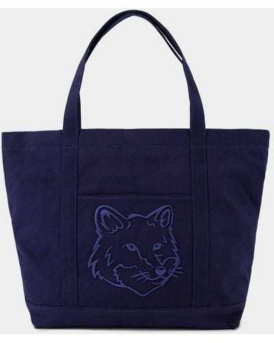 Maison Kitsuné Fox Head Large Shopper Bag - Blue