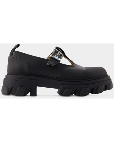 Ganni Cleated Mary Jane Loafers - Black