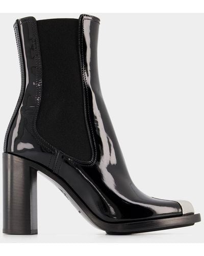 Alexander McQueen Boots In Black/silver Leather