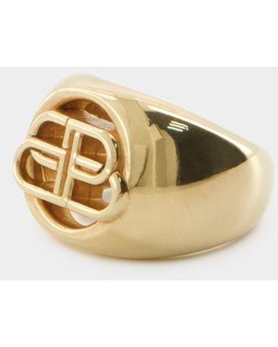 Balenciaga Bb Signet Ring Ring - Metallic