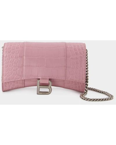 Balenciaga Hourglass Wallet On Chain - Pink