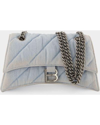 Balenciaga Hobo Crush S Bag - - Denim - Blue - Gray