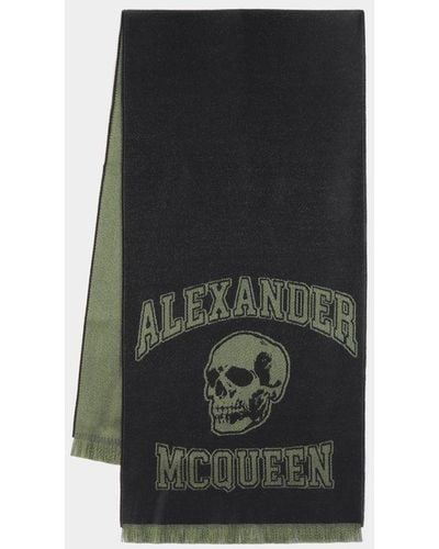 Alexander McQueen Varsity Skull Logo Scarf - Black