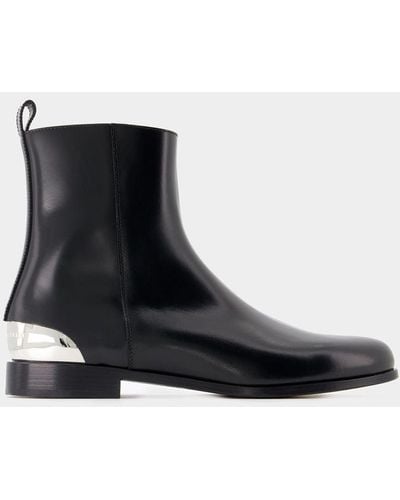 Alexander McQueen Metal Heel Ankle Boots - Black