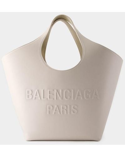 Balenciaga Mary-kate Logo Embossed Tote Bag - Grey