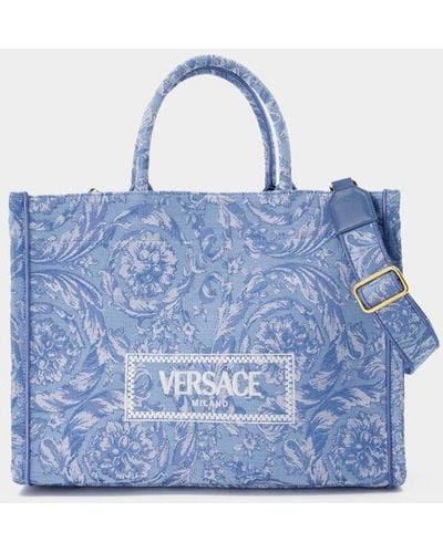 Versace Large Jacquard Shopper Bag - Blue