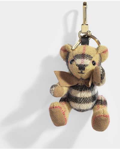 Burberry Beige Cashmere Vintage Check Thomas Bear Keychain - Metallic