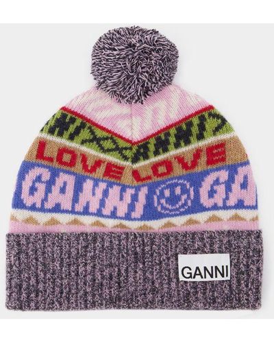 Ganni Graphic Beanie - Purple