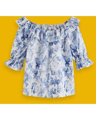 Monsoon Scotch And Soda Off-shoulder Top Blue - Yellow