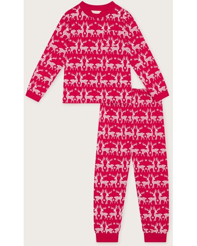 Monsoon Reindeer Jersey Pyjama Set Red