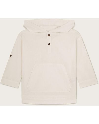 Monsoon Hooded Top In Linen Blend Ivory - Natural