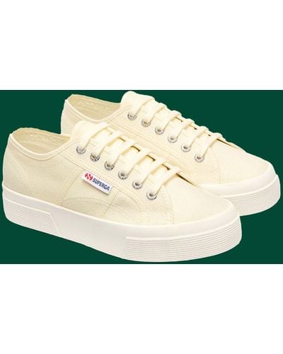 Superga classic platform trainers cheap in white