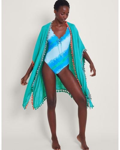 Monsoon Contrast Tassel Cover-up Blue