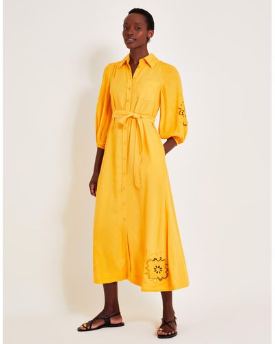 Monsoon Millie Shirt Dress Yellow