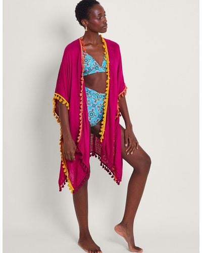 Monsoon Contrast Tassel Cover-up Pink