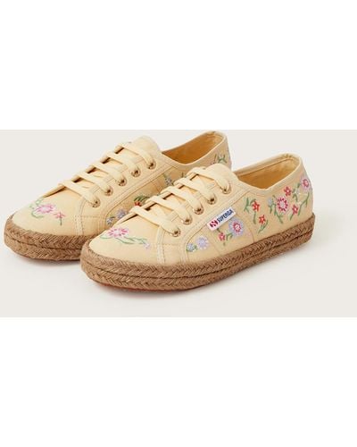 Monsoon Superga Embroidered Espadrille Trainers Yellow - Natural
