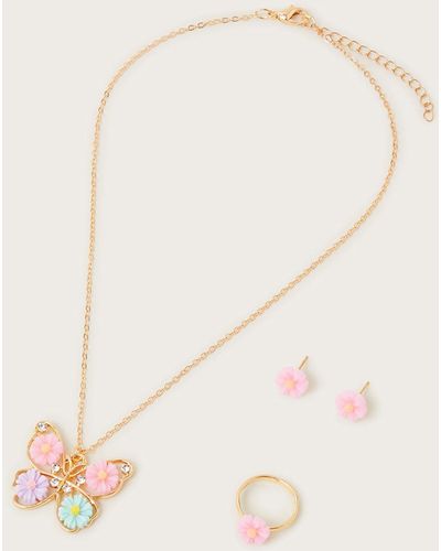Monsoon Daisy Butterfly Jewellery Set - Natural