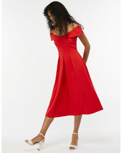 Monsoon Vivienne Bardot Dress - Red
