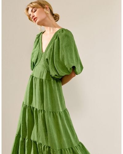 Monsoon Lydia Tea Dress Green