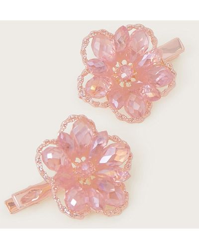 Monsoon 2-pack Jewel Encrusted Flower Clips - Pink