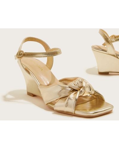 Monsoon Knot Front Wedges Gold - Natural