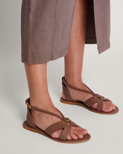 Monsoon Woven Leather Sandals Tan - Brown