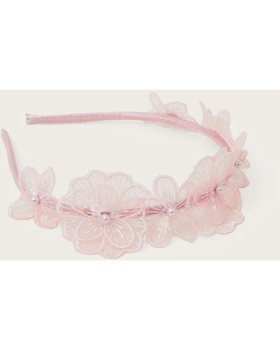 Monsoon Mimi Lace Flower Headband - Pink