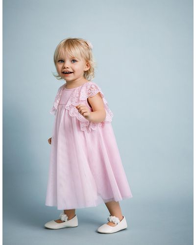 Monsoon Baby Charlotte Frill Dress Pink