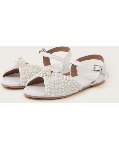 Monsoon Pearly Strap Sandals Ivory - Natural