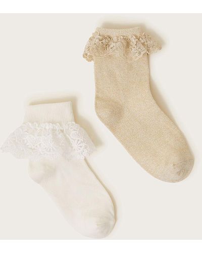 Monsoon 2-pack Lace Trim Socks Gold - Natural